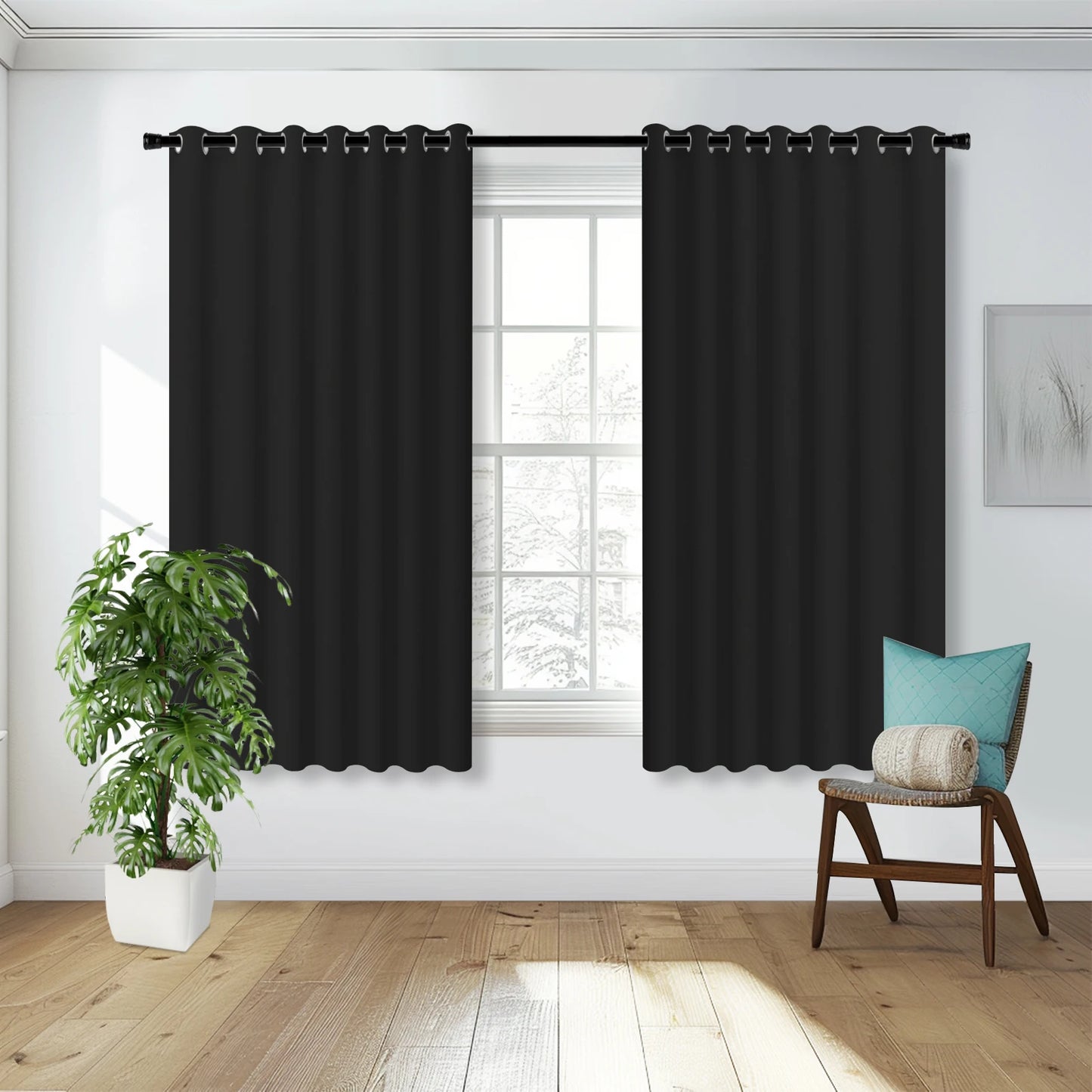 1PC Blackout Curtains Full Shading Solid Thermal Insulated Grommet Window Drapes for Bedroom Living room Office Meetingroom