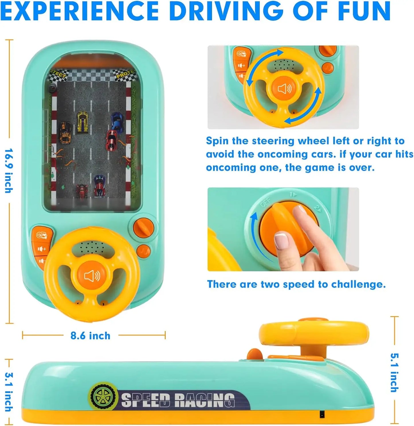 Musical Steering Wheel Baby Toddler Toys Boys, Simulated Driving Racing Car Game with Sound, Interactive Educational