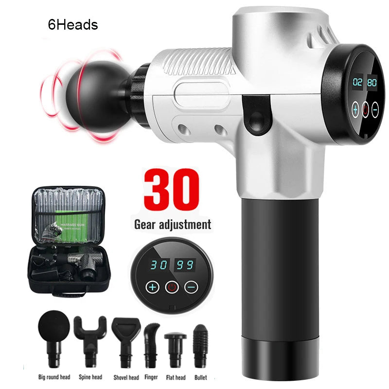 Professional Massage Gun With Hot And Cold Compress Head Electric Percussion Fascia Gun Muscle Relax Slimming Shaping Fitness