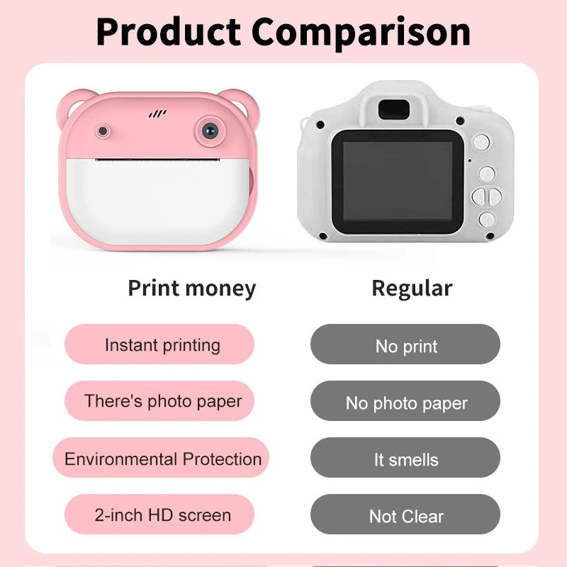 Children Digital Camera Instant Print Toys Thermal Print Camera Instant Photo Printing Camera With Video Function Kids Gifts