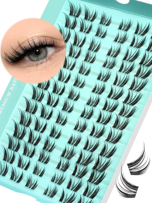 GROINNEYA Cluster Eyelashes Cat Eye Lashes Natural long Lashes Individual Lashes Mixed Tray Eyelash Extension Diy Lashes