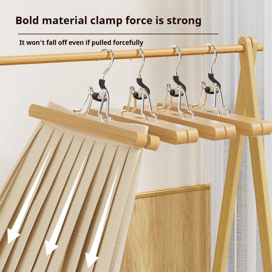 5pcs super strong clamping force solid wood pants rack pants and skirt clips non-slip traceless home storage