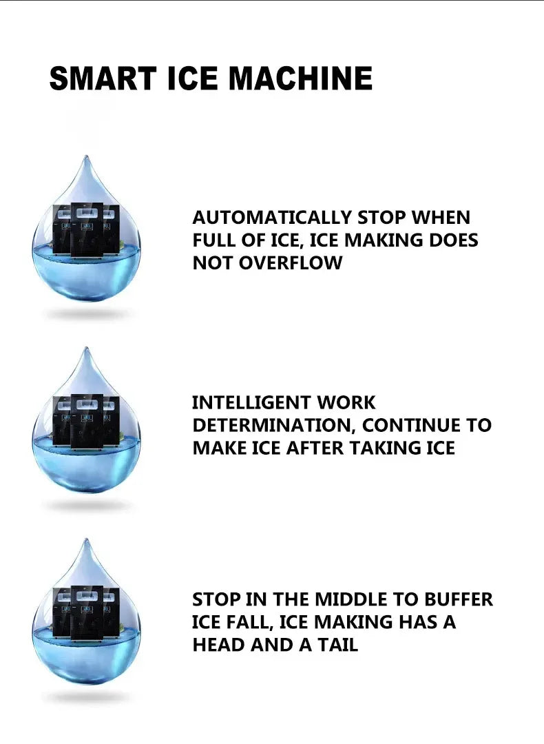 Fully Automatic Cubic Ice Maker, Water Inlet Brake Ice Maker, Desktop Commercial Mini Device