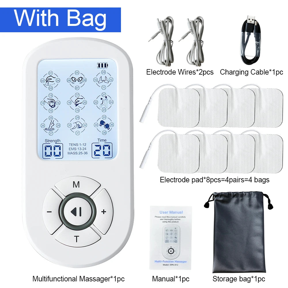 12 Modes Low Frequency Therapy Device TENS Machine EMS Muscle Stimulator Electronic Pulse Massager Myostimulation Apparatus