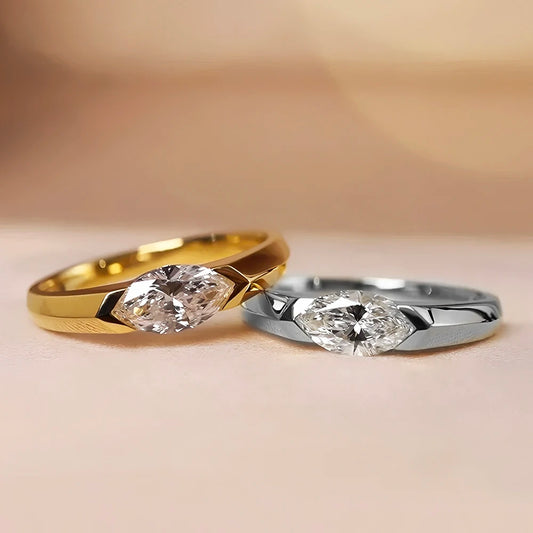 BXINY 1CT Marquise Cut Moissanite Ring S925 Silver Plate 18K Gold for Women Solitaire Diamond Wedding Band Gift Jewelry with GRA