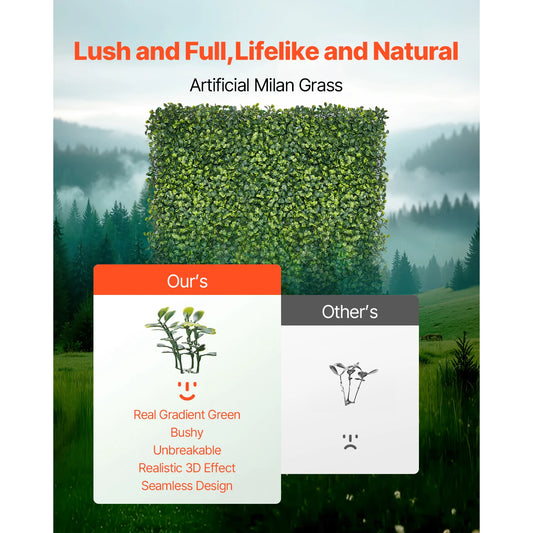 VEVOR Artificial Grass Wall Panels 40/60 x 120in Milan Grass Greenery Boxwood Panel for Outdoor Decor Hedge Screen for Garden