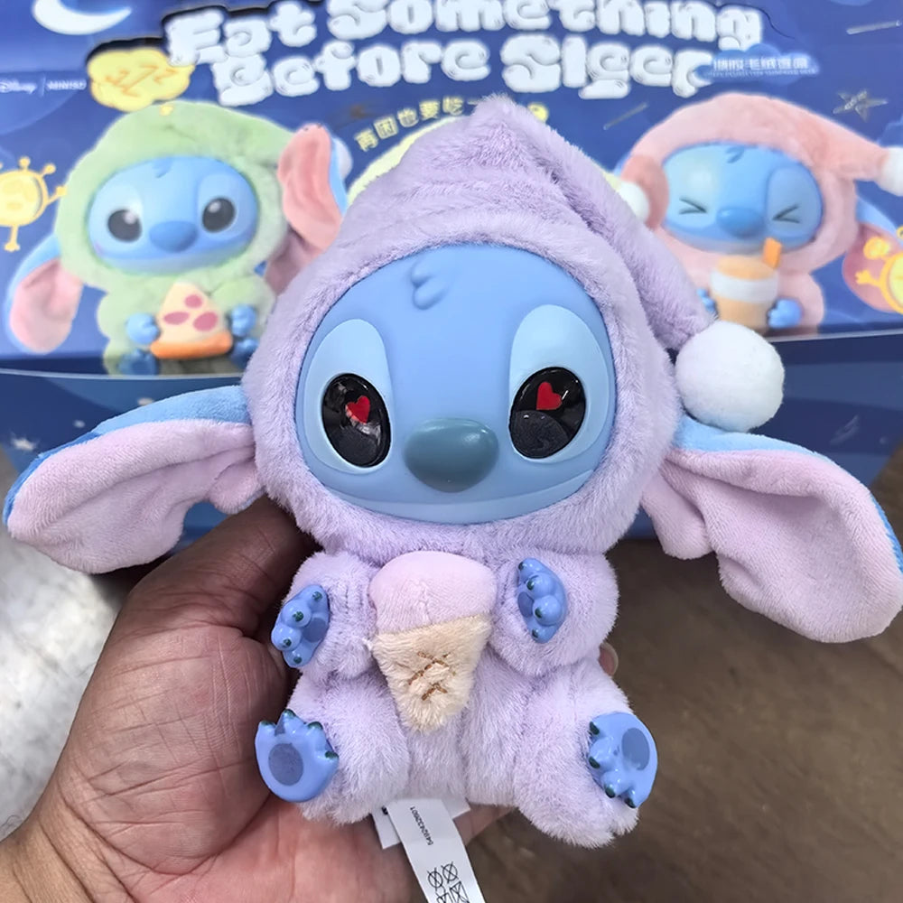 Heißes Spielzeug! Kawaii Stitch Blindbox-Tasche „Eat Some Thing Before Sleep“-Serie Vinyl-Anhänger, süße Puppe, Überraschungsbox, flauschige Puppe für Erwachsene