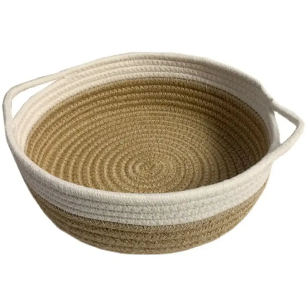 Cotton Rope Woven Baskets Set Handmade Round 5 Sizes Sundries Organizer with Handle for Cosmetics Bathroom Kitchen Baby basket