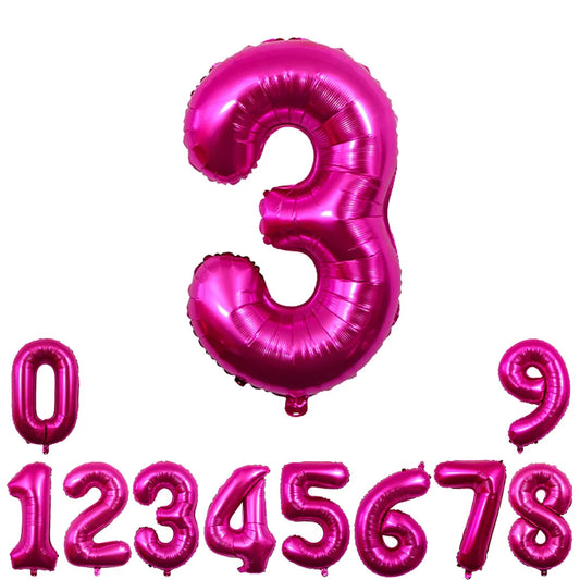 32inch Hot Pink Rose Foil Number Balloons Girls Birthday Pink Large Number Balloon Birthday Wedding Baby Shower Party Decor