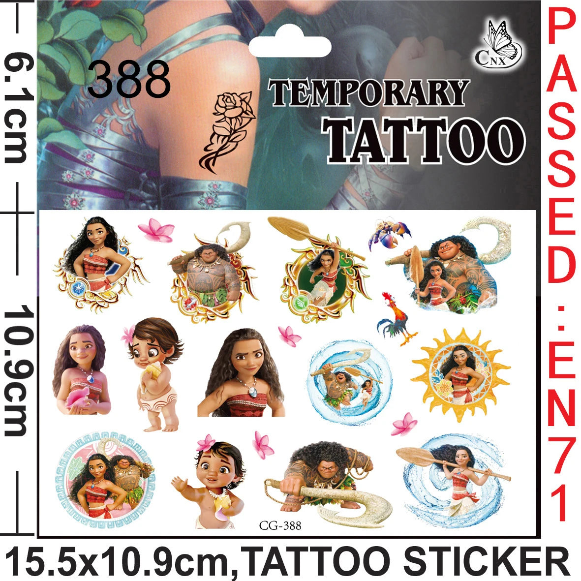 Moana Maui Simea Temporary Tattoo Stickers Party Favors Gifts Goodie Bag Fillers for Kids Birthday Party Supplies Baby Shower
