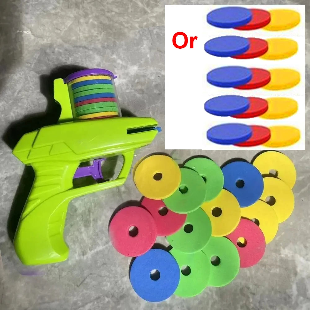 Kids Foam Disc Flying Gun Toy - Outdoor Shooting Game for Children Ages 3-12