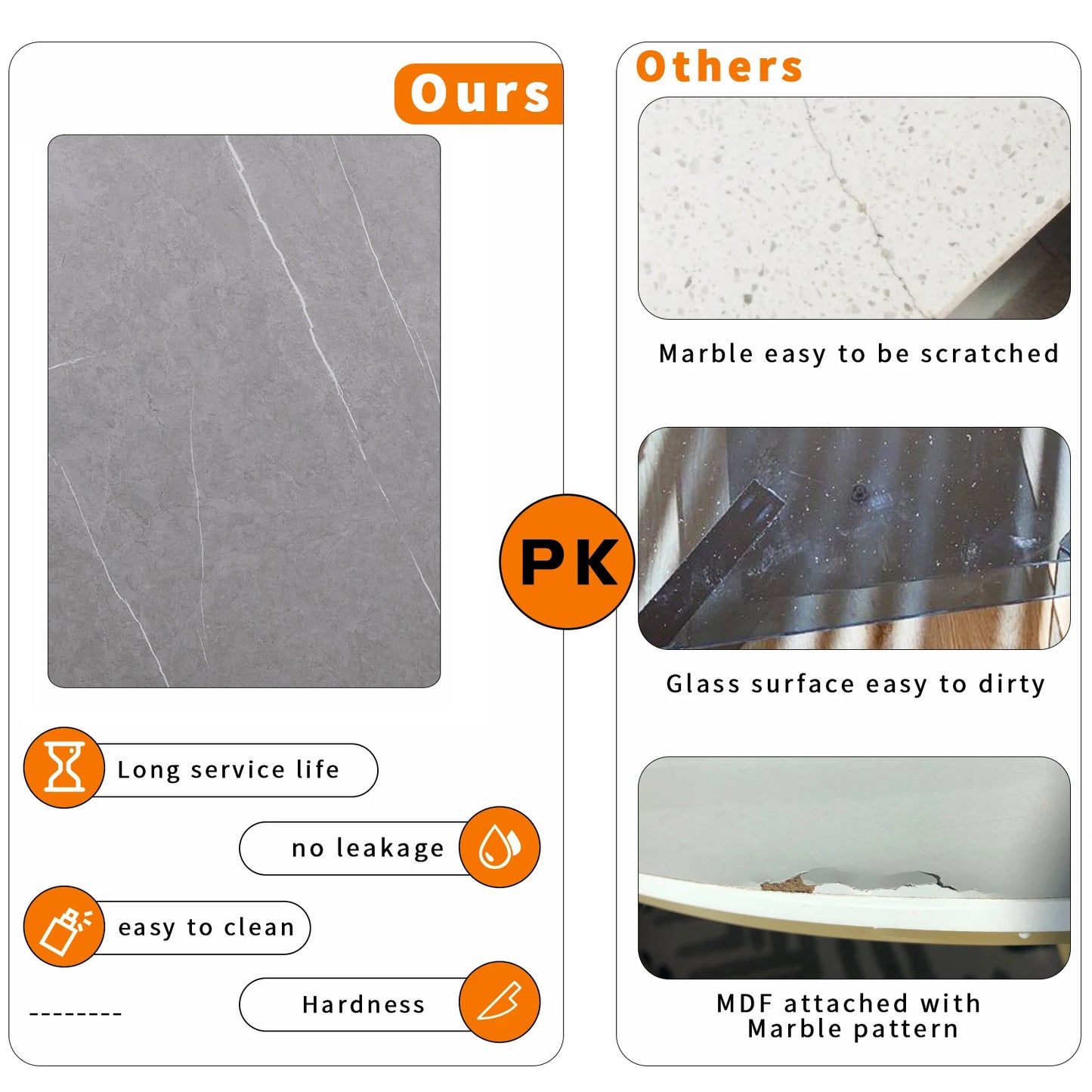 Marble Round Nesting Coffee Table, Side End Table, Accent Table, Metal Legs, Waterproof, Set of 2