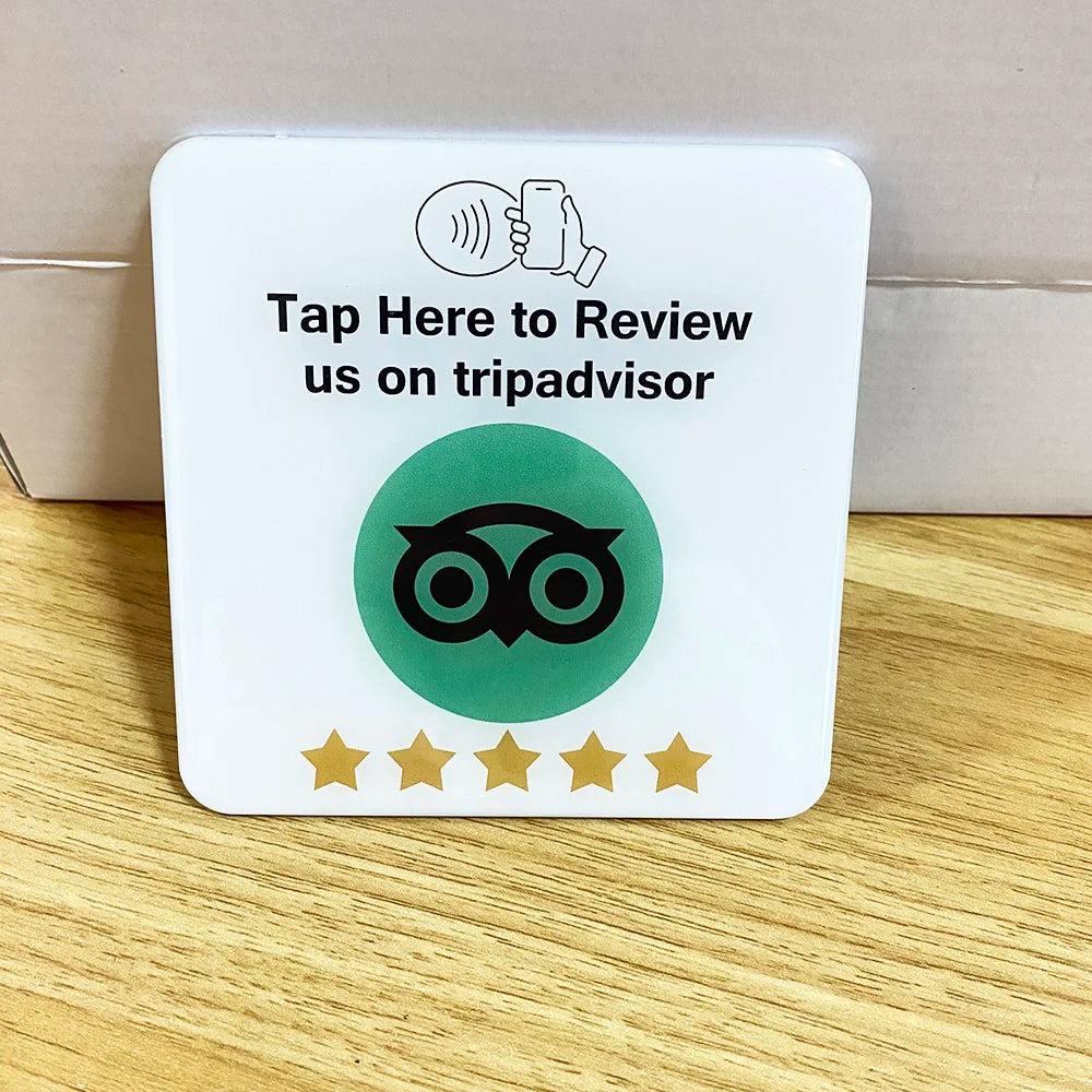 3.93"X3.93" Instagram Facebook Google Tripadvisor Trustpilot Review NFC Tap Card Sign Self-Adhesive Epoxy Plate Sticky