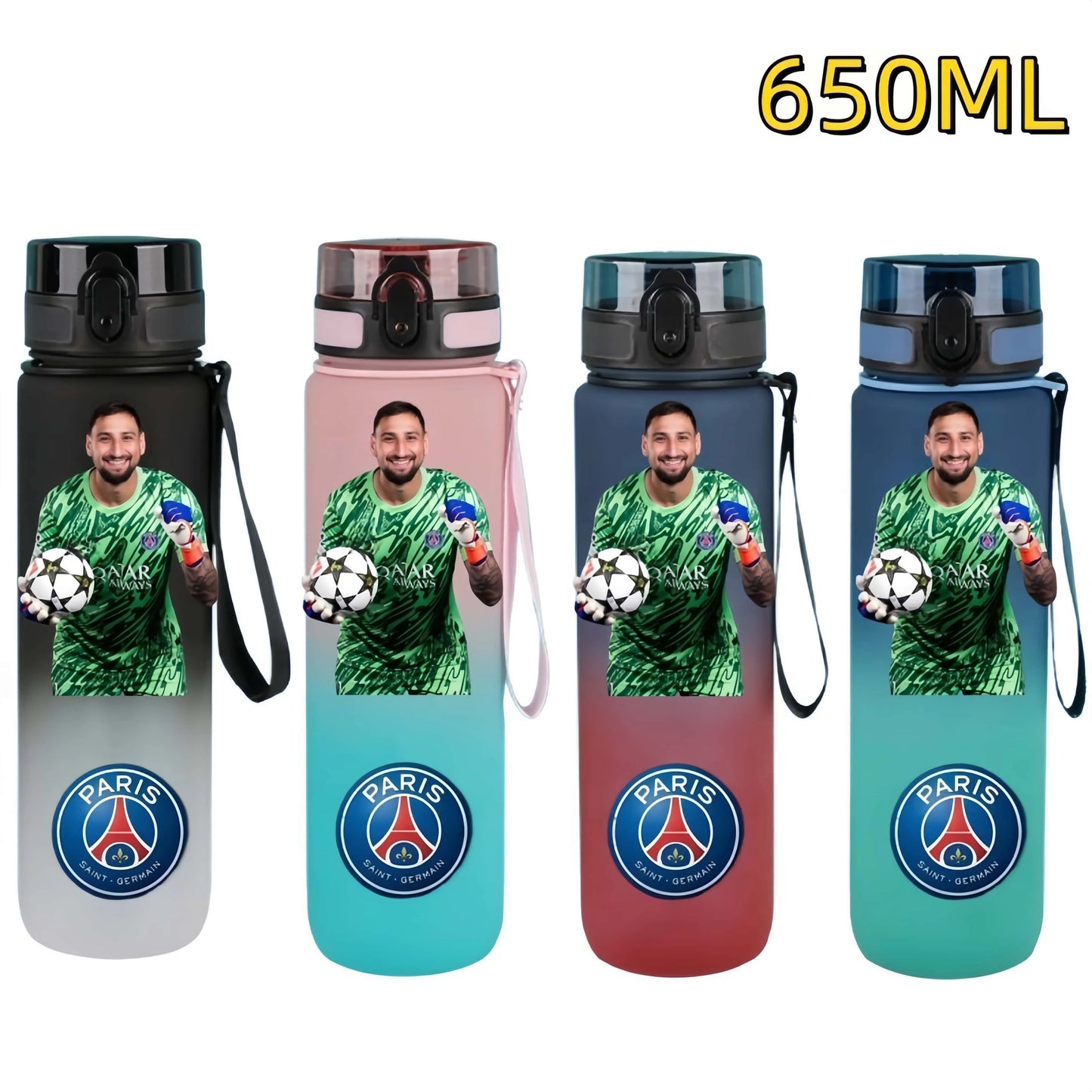 650ml 2025 Champion Team Football Star Water Cup Désiré Doué Portable Large Capacity Sports Fitness Flip Cover Drinking Bottle