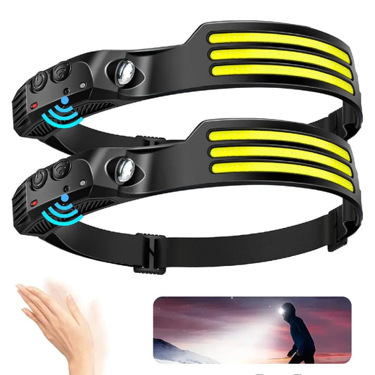 LED Head Torch Rechargeable Waterproof COB Headlamp Motion Sensor Light UK