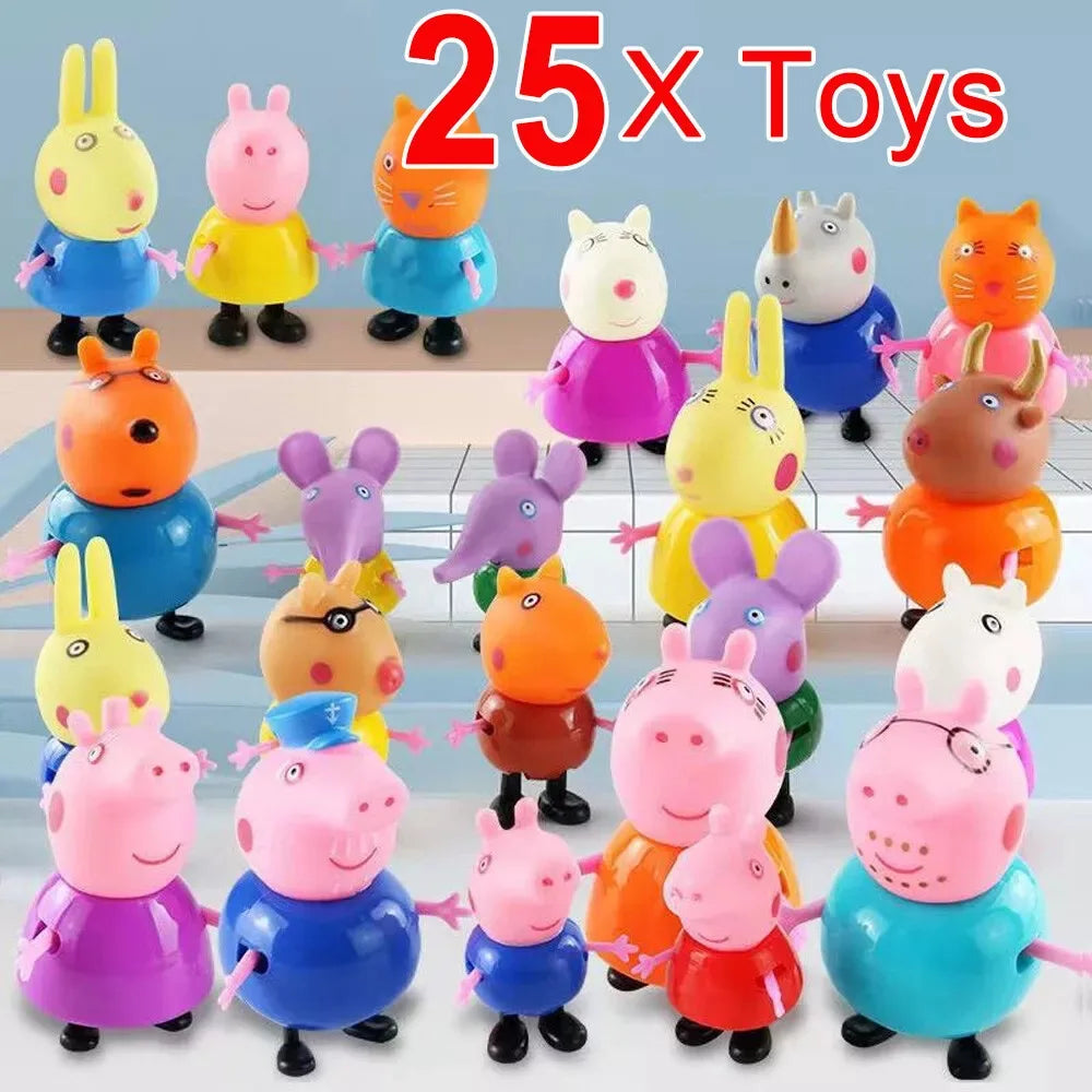 25Pcs Pepa Pig Toy Action Figure George Family Toys Mom and Dad Anime Party Toys Children's Holiday Gift