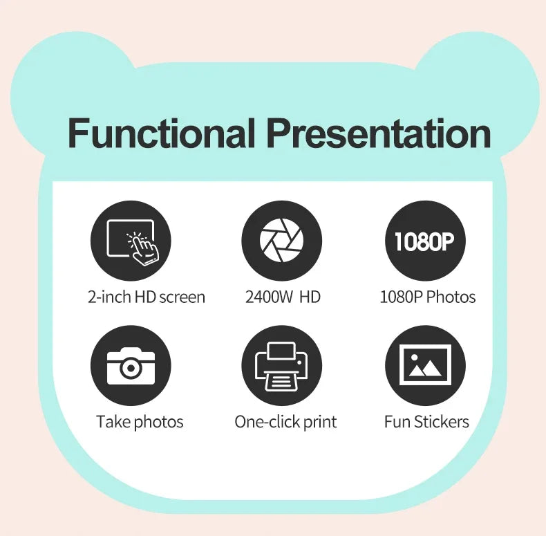 Children Digital Camera Instant Print Toys Thermal Print Camera Instant Photo Printing Camera With Video Function Kids Gifts