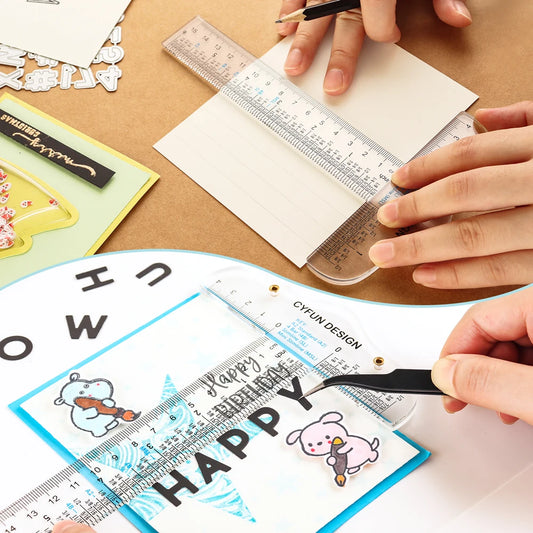 1pc 6" Acrylic T-Square Ruler Cm/inch Double Side Scale Measuring Tool for Easy Reference Positioning Cardmaking Crafting Tools