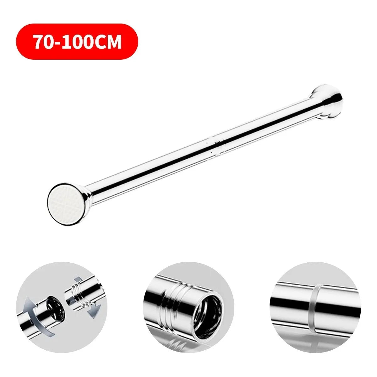 Telescopic Shower Curtain Extendable Wardrobe Rail Clothes Hanging Pole Rod