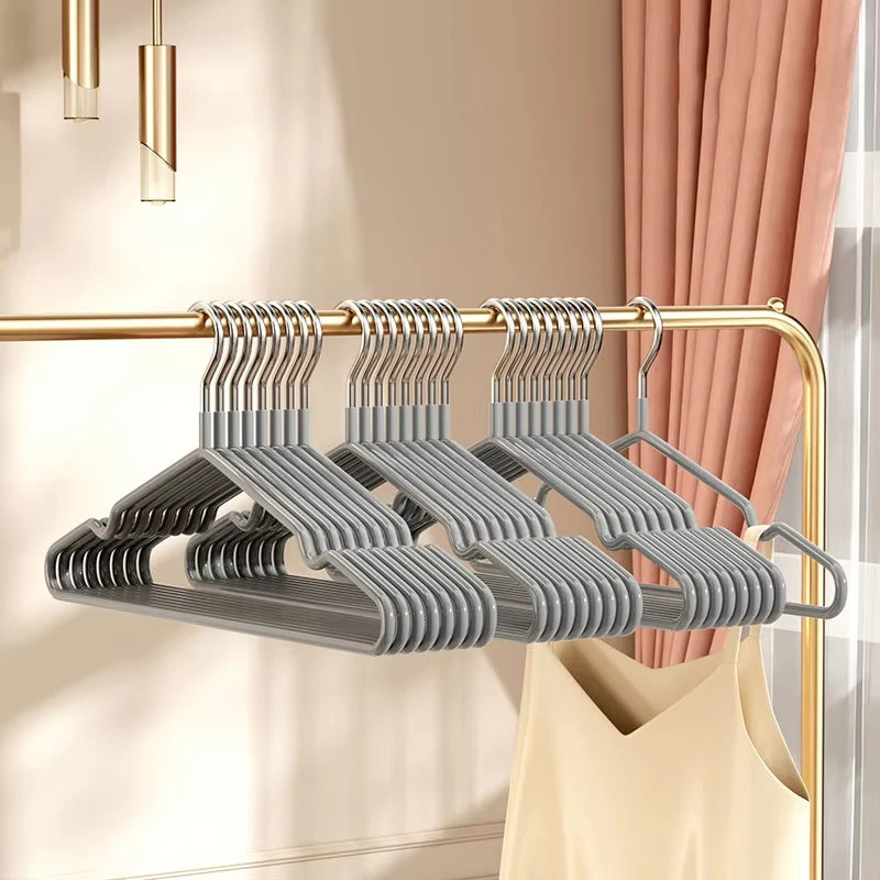 10pcs- Metal Traceless No-slip Clothes Hangers, Durable Strong Clothes Racks, Household Space Saver For Organization Of Bedroom,