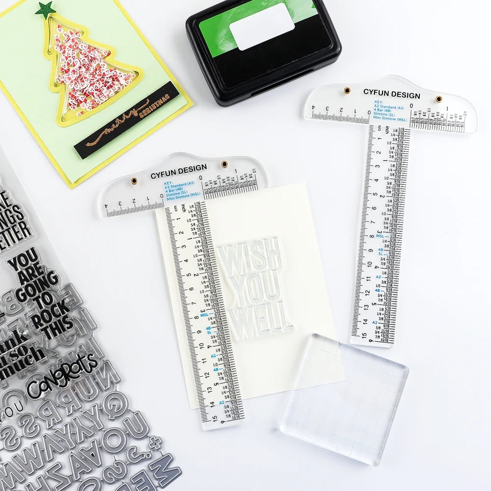 1pc 6" Acrylic T-Square Ruler Cm/inch Double Side Scale Measuring Tool for Easy Reference Positioning Cardmaking Crafting Tools