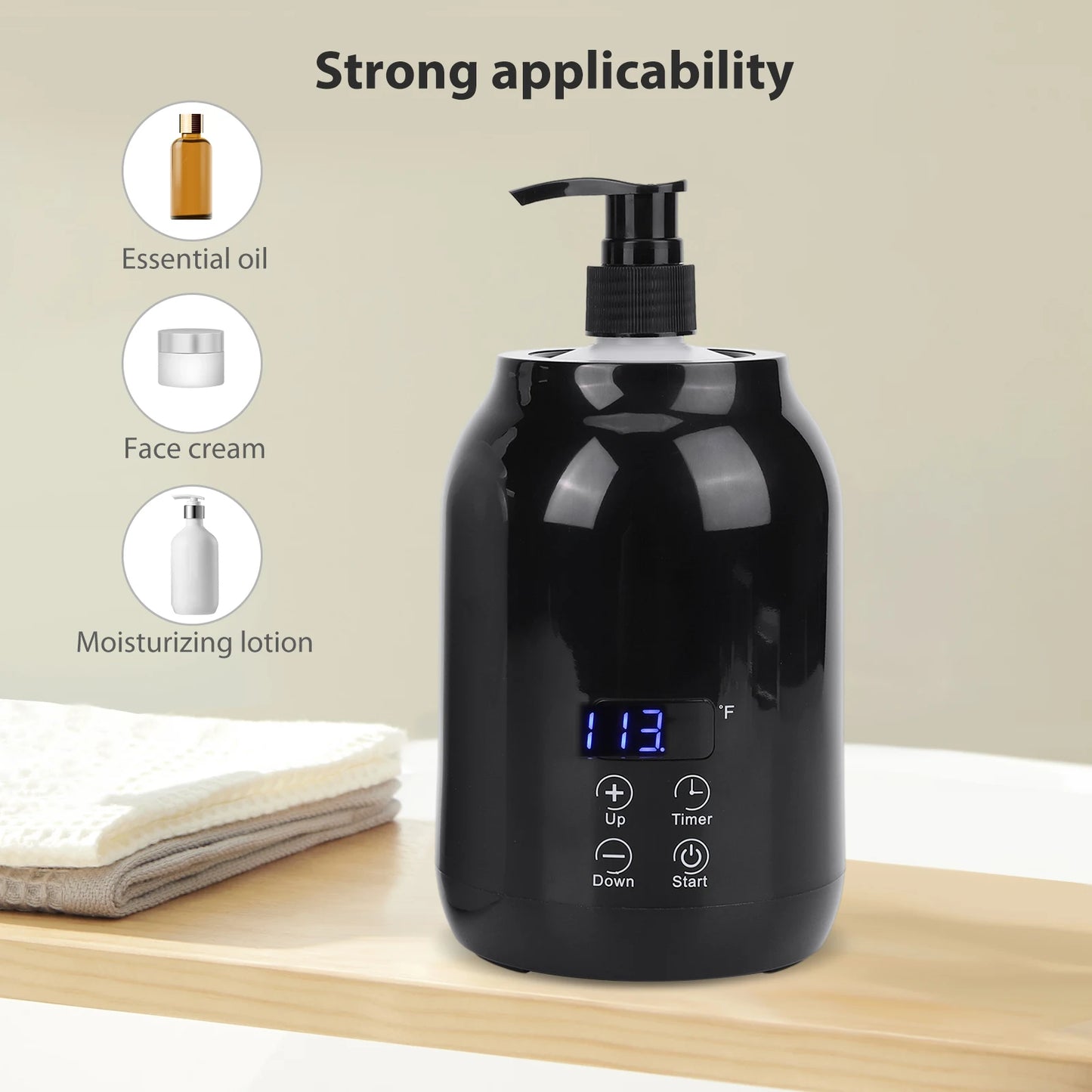 Massage Oil Warmer Digital Lotion Cream Heater LED Display Lotion Warmer Massage Oil Heater 2 Heat Modes Fast Heat Lotion Warmer