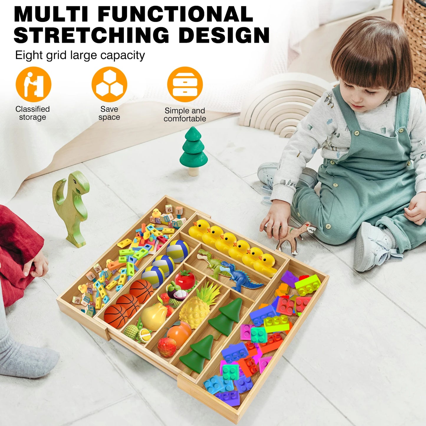 Kitchen Cutlery Drawer Organizer with 6 - 8 Compartments, Ideal Storing Knives, Forks and Other Utensils Cutlery Organizer Tray