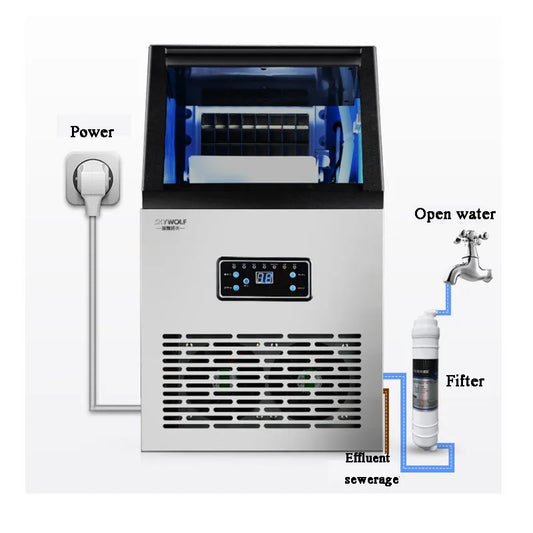 Commercial Ice Maker Countertop Automatic Built-in Cube Generator Electric Cooler Machine Home Appliance