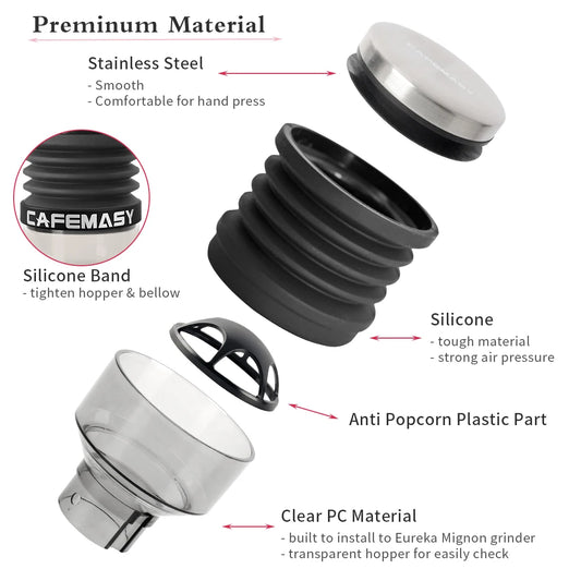 Coffee Beans Grinder Single Dose Hopper and Bellows Coffee Grinder Bean Bin Blowing Cleaning Tool For Eureka Mignon Grinder