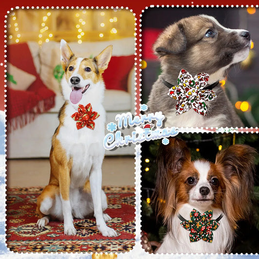 20/40PCS Winter Dog Bowties Removable Pet Dogs Bow Ties For Christmas Party Bulk Pet Grooming Accessories For Dogs and Cats