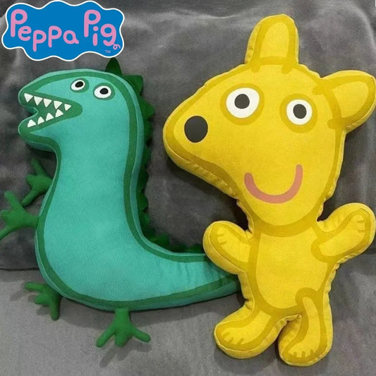 Peppa Pig Mr. Dinosaur of George Pig Two-sided Plush Stuffed Kawaii Doll Home Room Decoration Holiday Birthday Kids Toy Gift