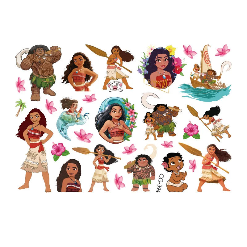 Moana 2 Disney Tattoo Stickers Children's Toys Cartoon Anime Kawaii Sticker Kids Birthday Party Decoration Boys Girls Cute Gifts