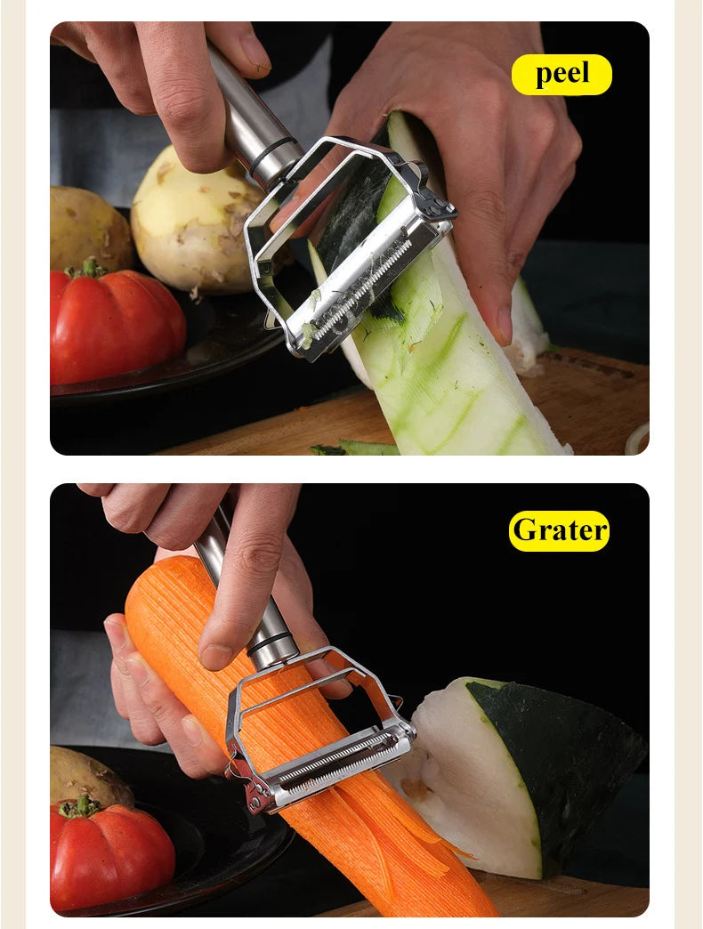 Multifunctional Stainless Steel Kitchen Peeler Fruit Vegetable Potato Carrot Cucumber Grater Julienne Durable Vegetable Slicer