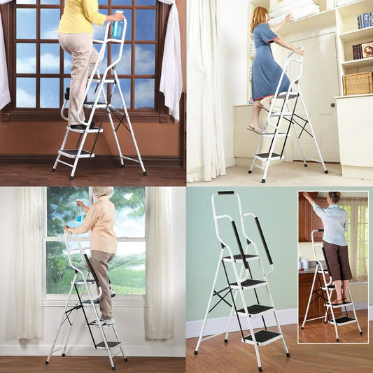 DayPlus Safety Folding Step Stool 2-4 Step Ladder Portable Foldable Stepladder Anti Slip Feet for Indoor Outdoor Home Office