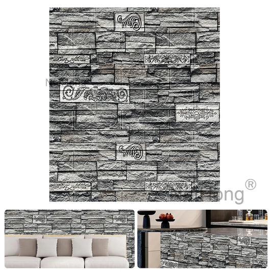 Waterproof Brick Stone Wallpaper Self Adhesive Vinyl Wall Decor Sticker 70*77cm