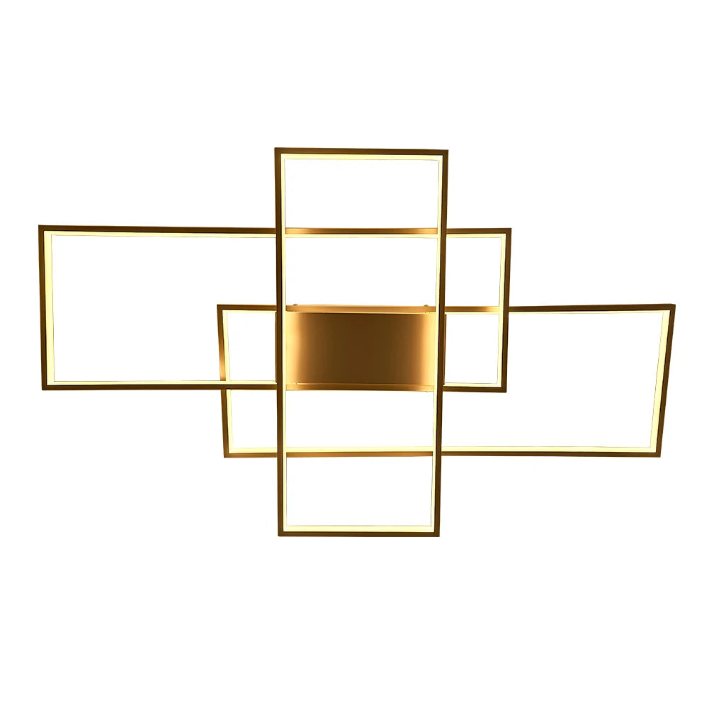 KOMORE Neutral Style Rectangular LED Semi Flush Ceiling Light, White / Stepless Dimming for Office, Living Room, Bedroom