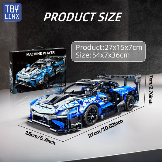ToylinX 1/18 523 PCS Technical Mechanical Supercar Racing Racing Building Block Assembled Toy Car for Kids Boy Christmas Gifts