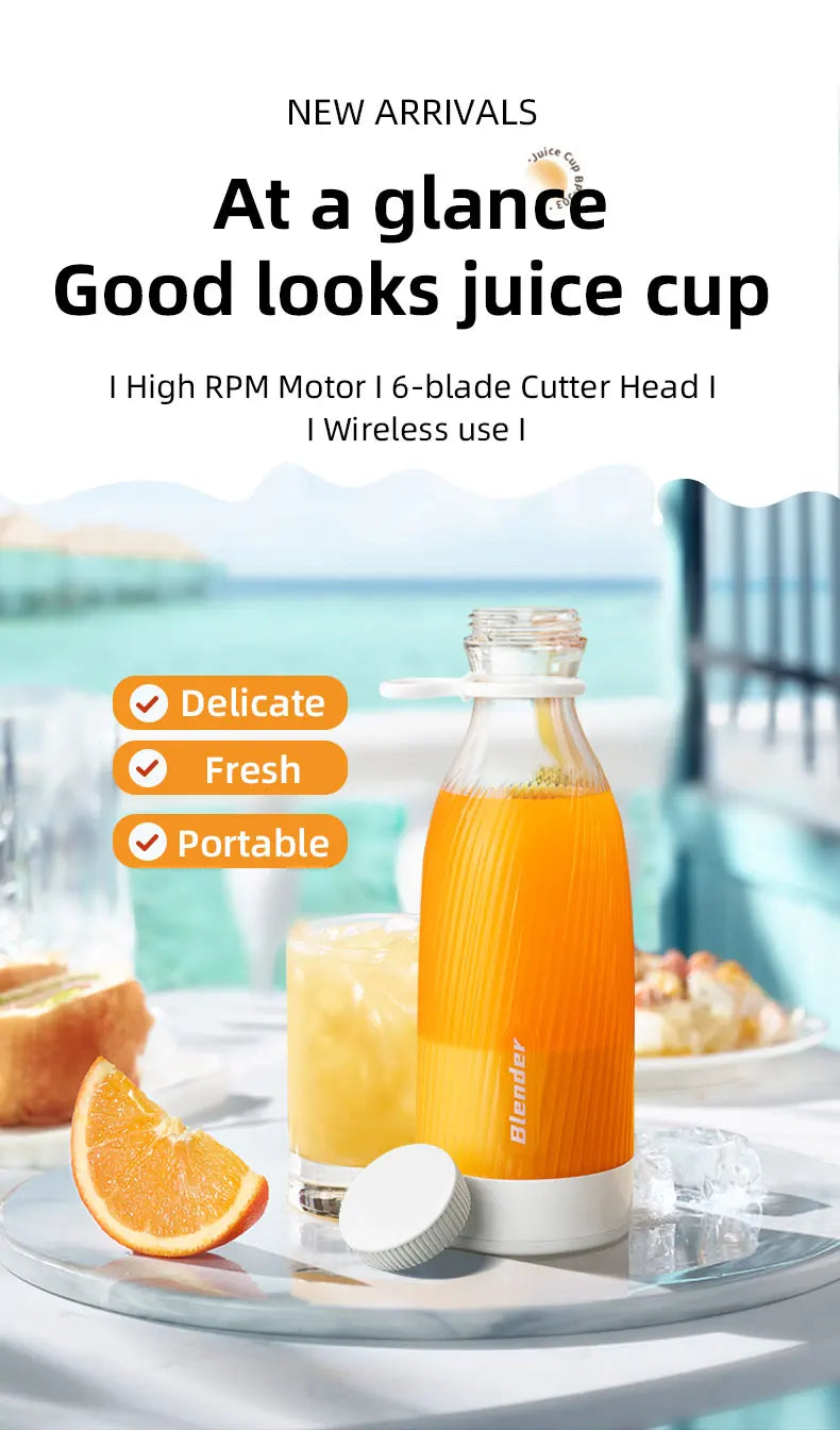 500ML Portable Blender Electric Juicer Fruit Mixers USB Rechargeable Blender juice Cup Bottle 6 Blades