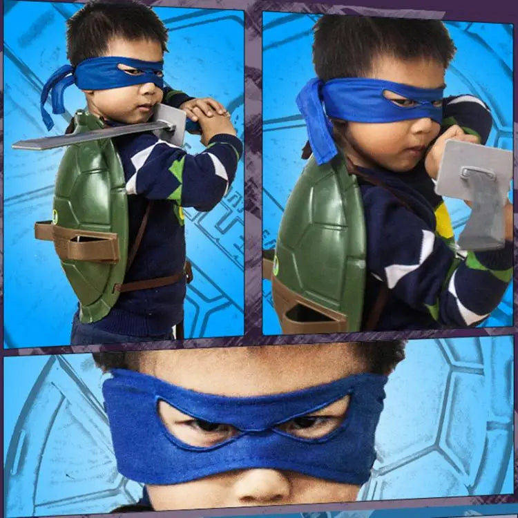 Children Cosplay Ninja Mask Weapon Knife Nunchakus Fork Darts Knife and Knife Can Wear Anime Dress Parties Turtles Costumes