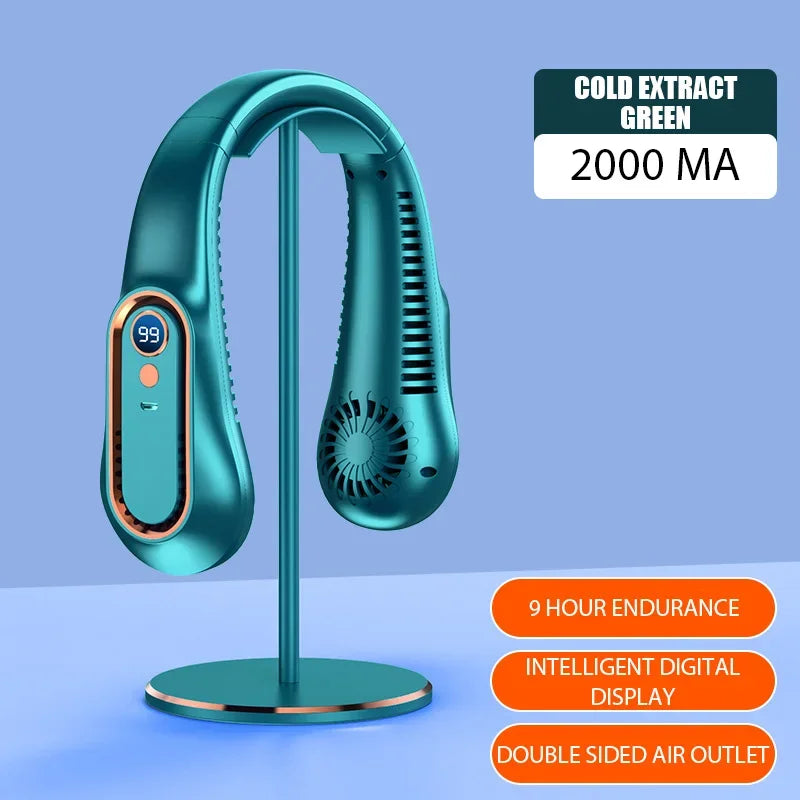 Portable Mini Hanging Neck Fan Bladeless Neckband Fan Digital Display Power Air Cooler USB Rechargeable Electric Fans Duct fan