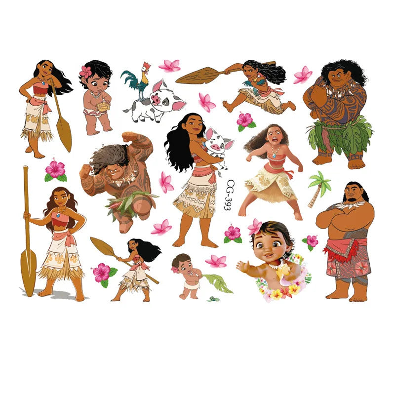 Moana 2 Disney Tattoo Stickers Children's Toys Cartoon Anime Kawaii Sticker Kids Birthday Party Decoration Boys Girls Cute Gifts