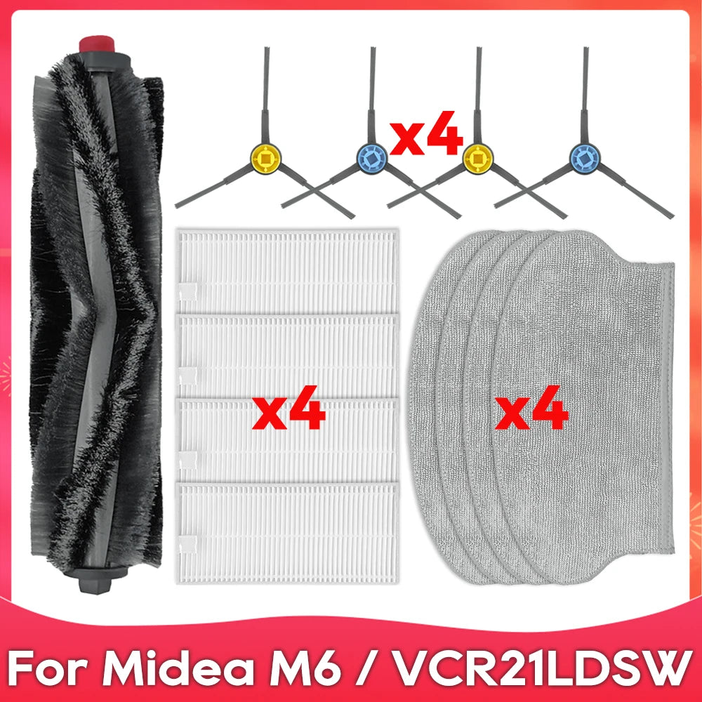 Compatible For ( Midea M6 / VCR21LDSW / Eureka NER600 ) Robot Vacuum Cleaner Part Roller Mian Side Brush Mop Filter Accessory