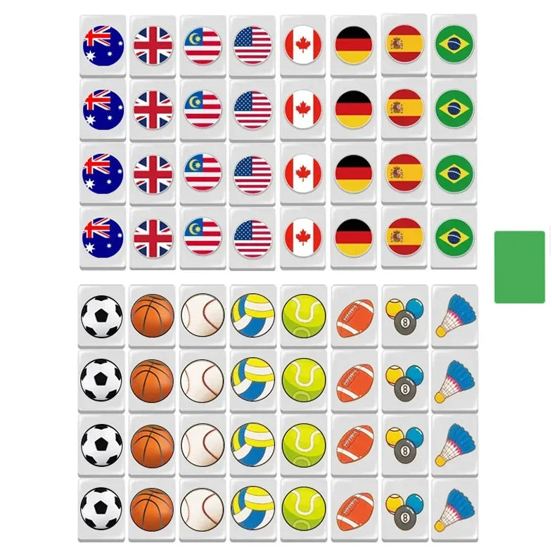64 Blocks Tiktok Seaside Escape Mahjong Tile Game With Pattern Of Flag Ball Players Funny Parent Child Party Game Puzzle Toy