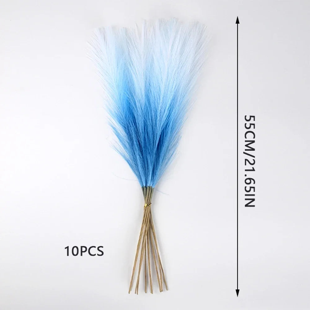 10pcs Artificial Pampas Grass Decor Flowers Fake Plant Reed forDIY Floral Table Arrange Flower Wedding Home Christmas Decoration