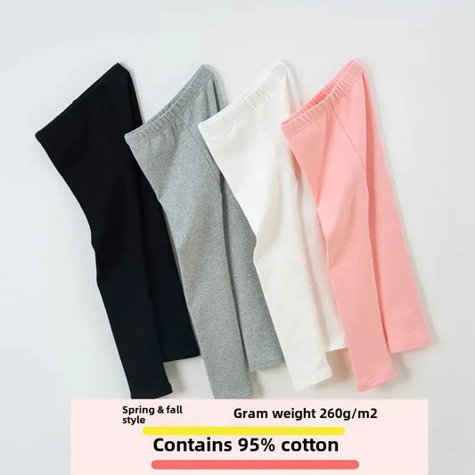 Girls Pure Cotton Long Pants - Slim Fit Thermal Underwear for Kids | Spring Autumn Base Layer