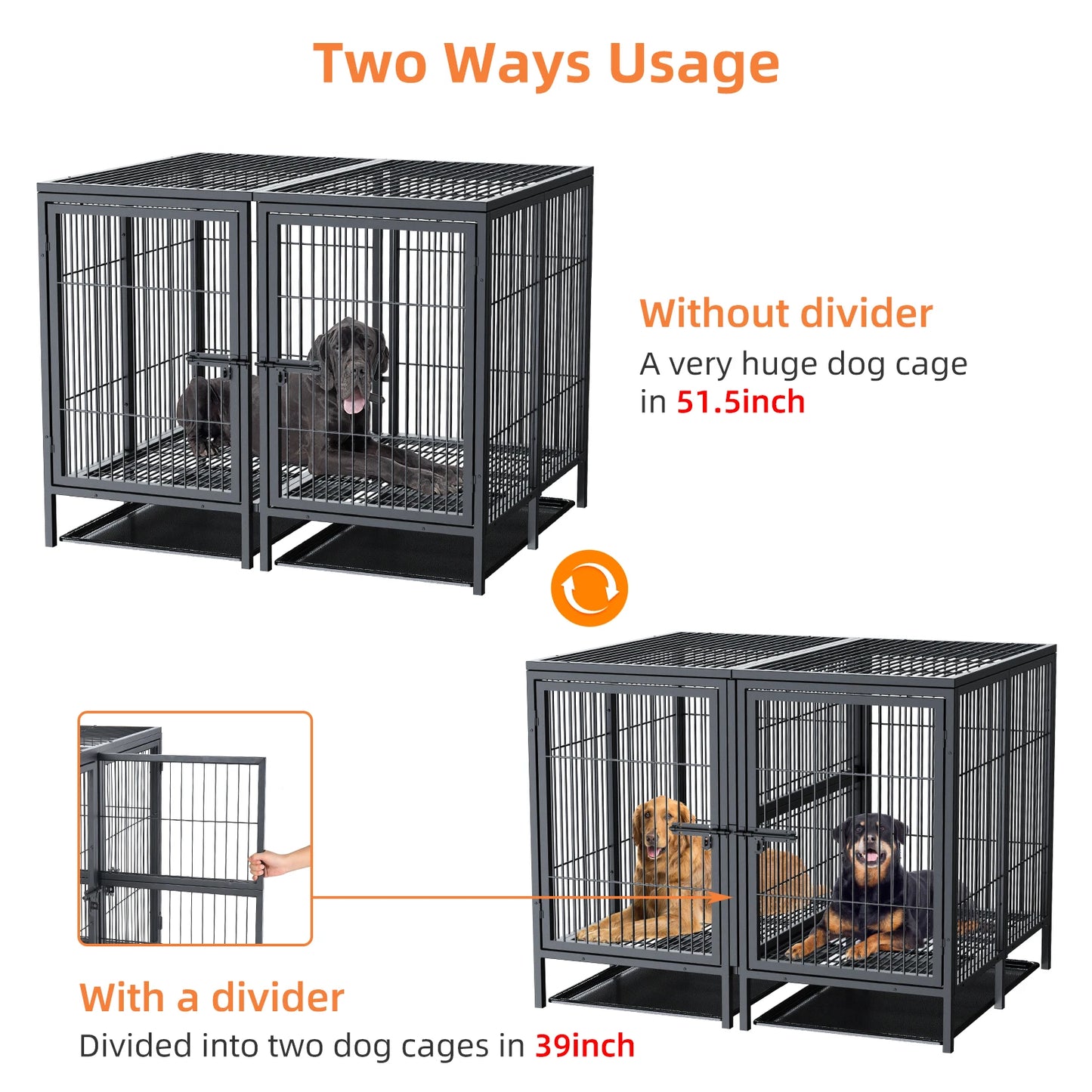 Jumbo Large Metal Pet Playpen, Kennel House with Steel Lock and Removable Trays, Heavy Duty Dog Cage