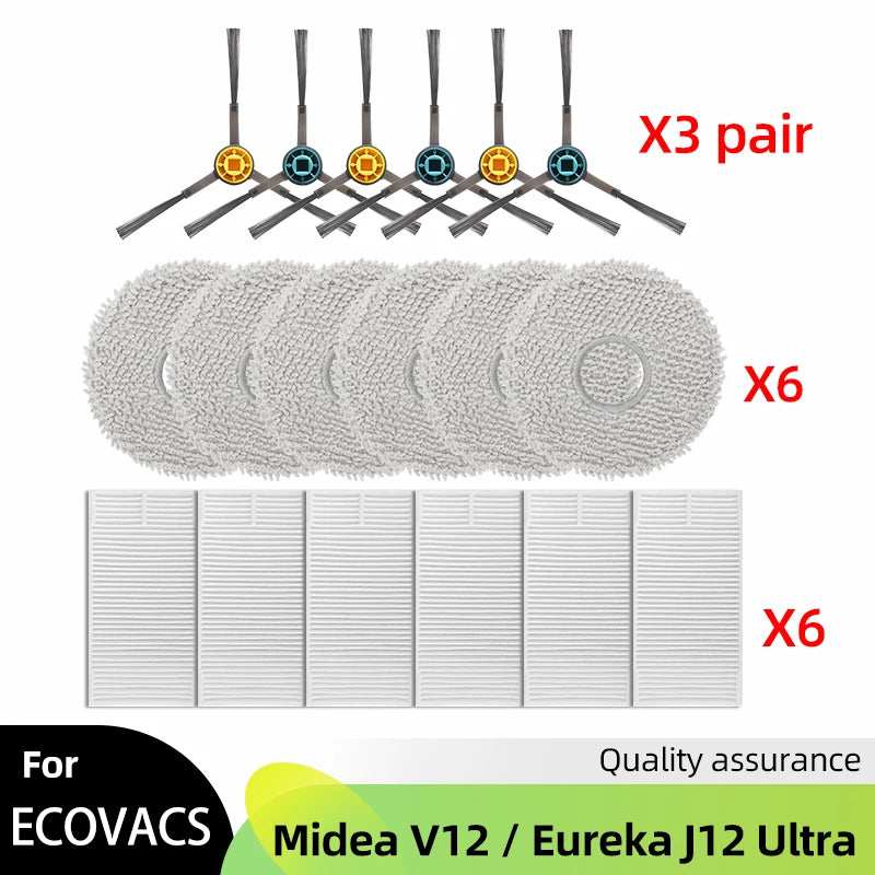 Fit For ( Midea V12 / Eureka J12 Ultra ) Roller Side Brush Hepa Filter Mop Cloth Dust Bag Robot Vacuums Accessory Part