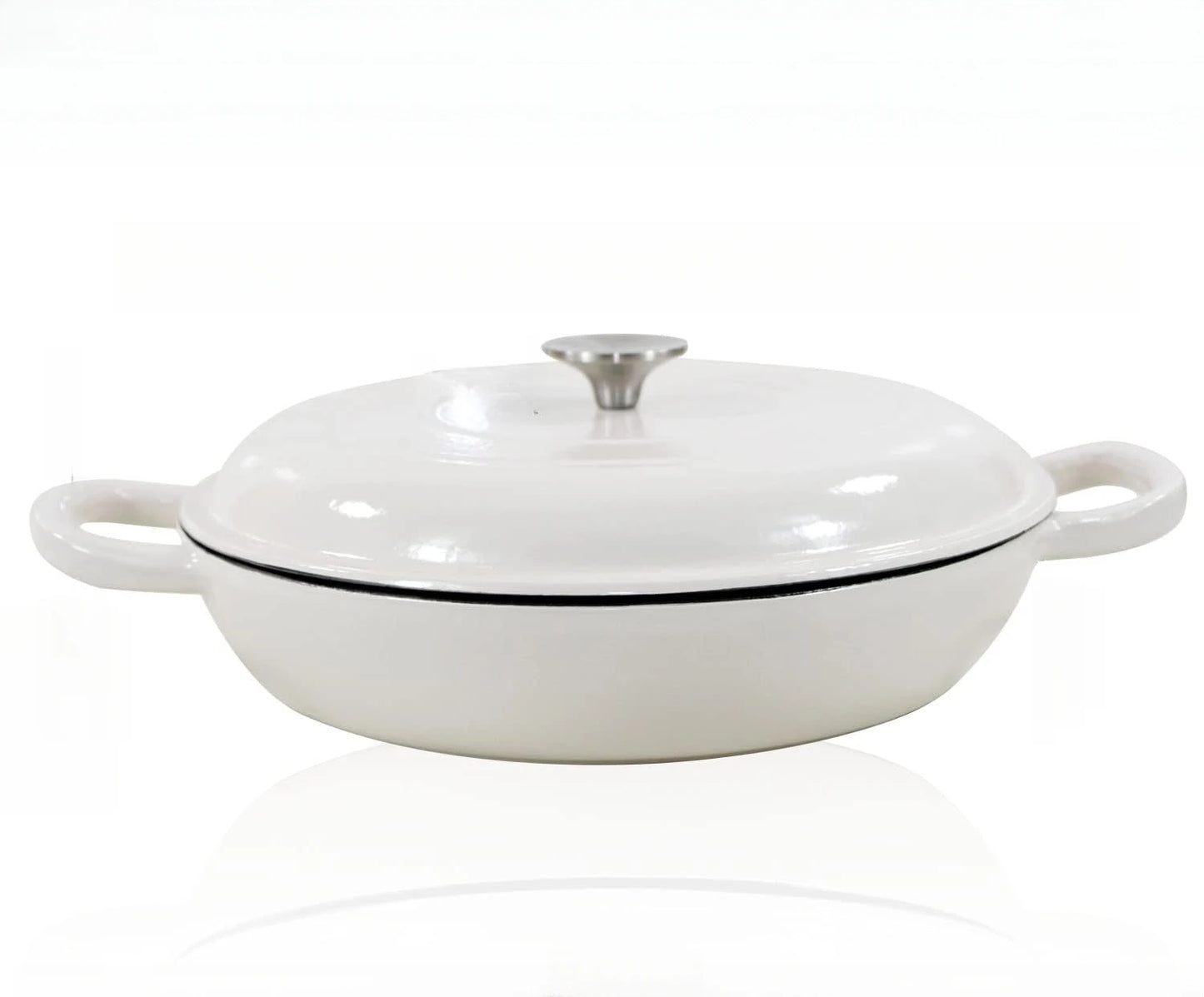 4.5L Dutch Oven Soup Pot Cast Iron Casserole Braiser Casserole Skillet with Lid and Dual Handles Dutch Oven Baking