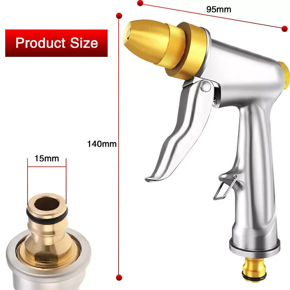 High Pressure Water Spray Car Wash Metal Gun Brass Nozzle Garden Hose Pipe Lawn