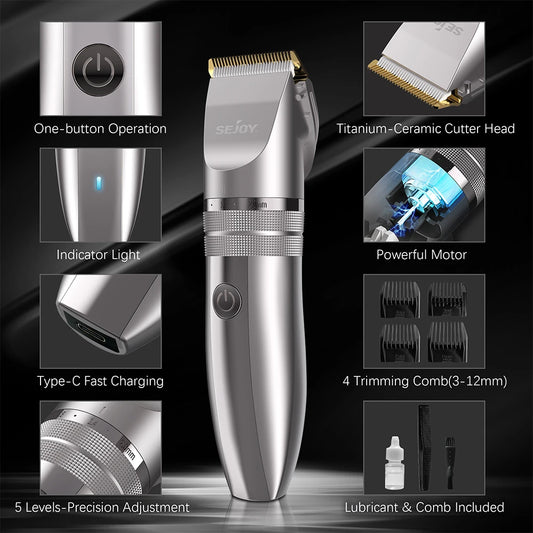 SEJOY Hair Trimmer for Men Hair Clippers for Barbers Electric Trimmer Rechargeable Cordless Shaver (OiI Not Included))